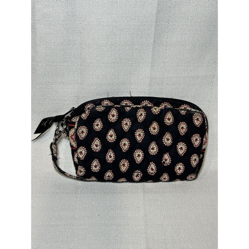 Vera Bradley Wristlet Purse Classic Black Paisley Teardrop - Picture 2 of 5